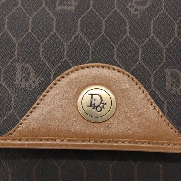 Christian Dior Honeycomb Canvas Shoulder Bag PVC Black Gold Auth BA7309 - Picture 10 of 16